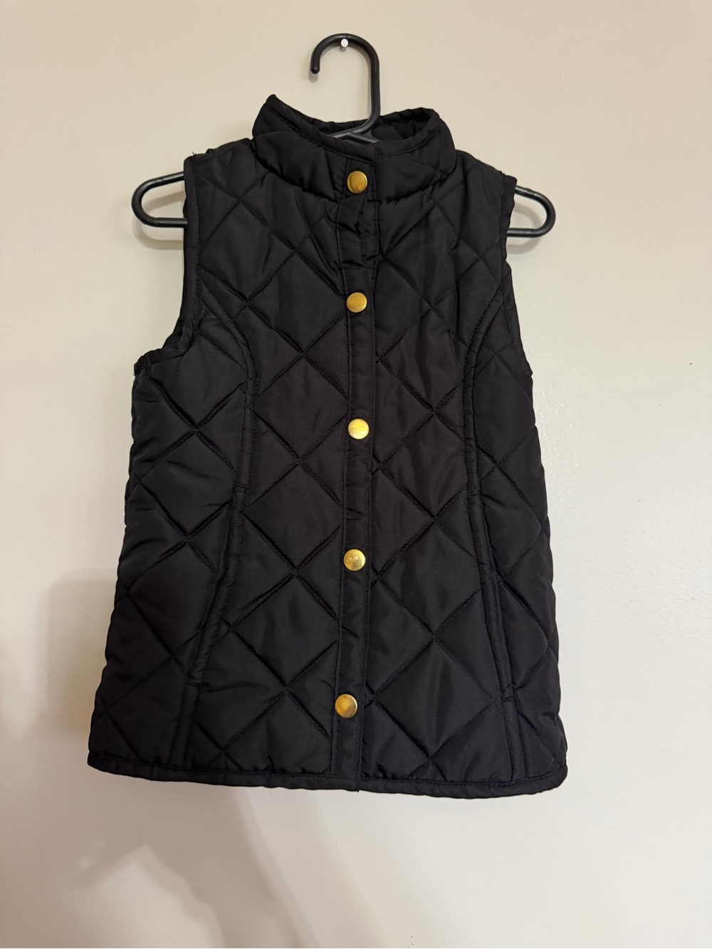 Crown & Ivy Kids Black Quilted Puffer Vest with Gold Buttons
